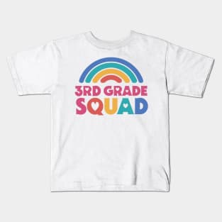 Cute School Teacher 3rd Grade Squad with Retro Rainbow and Hearts Kids T-Shirt